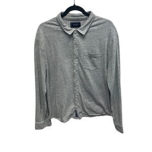 Lucky Brand men’s long sleeve button up shirt gray collared cotton